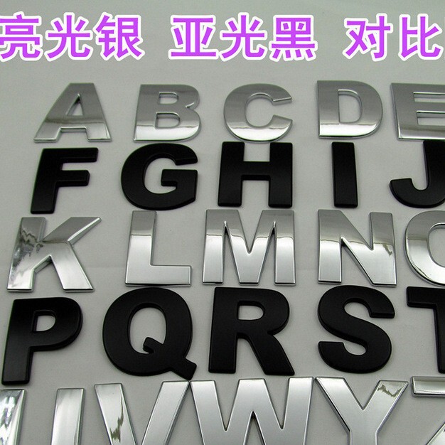 New large size DIY body modification free stickers large metal letters and numbers car English decorative car stickers