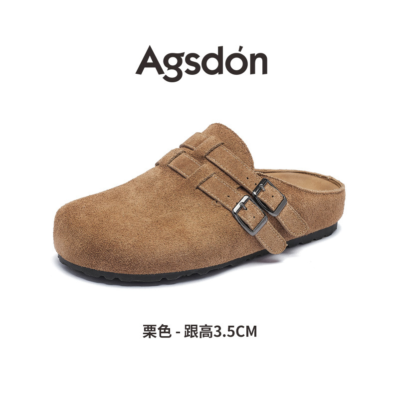 Augu Shi Deng grueso Bocken zapatos de mujer 2025 nuevo estilo de primavera con una base suave Bocken zapatillas de cabeza de un pie