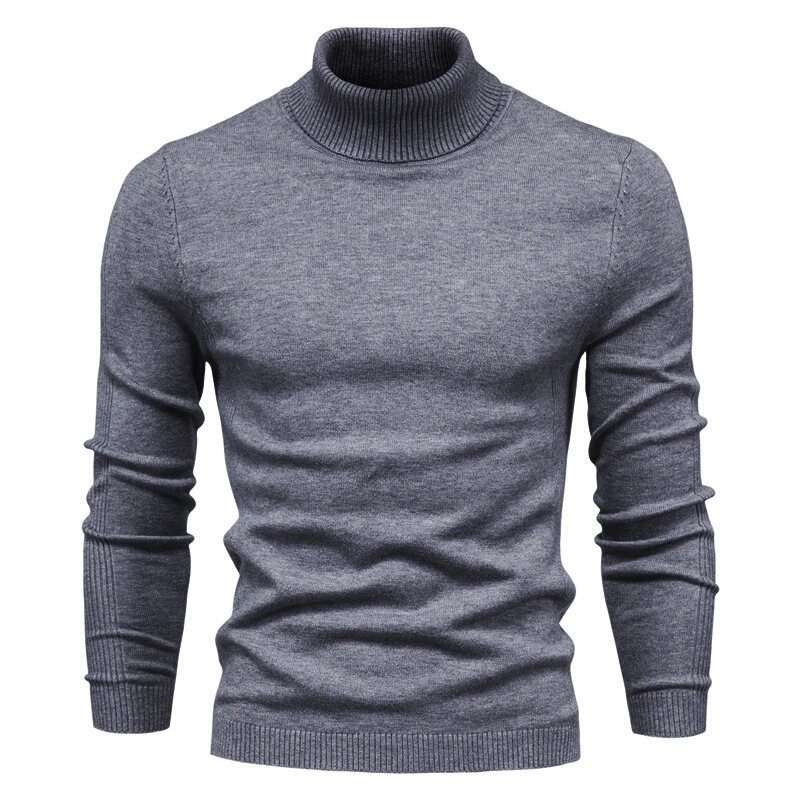 High-Neck Pullover Sweater Autumn and Winter Solid Color Casual Base Layer Japanese Trendy Simple Stylish Pullover Knitwear