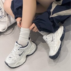 超火2025年秋季新款真皮百搭厚底增高透气休闲鞋运动鞋老爹鞋女