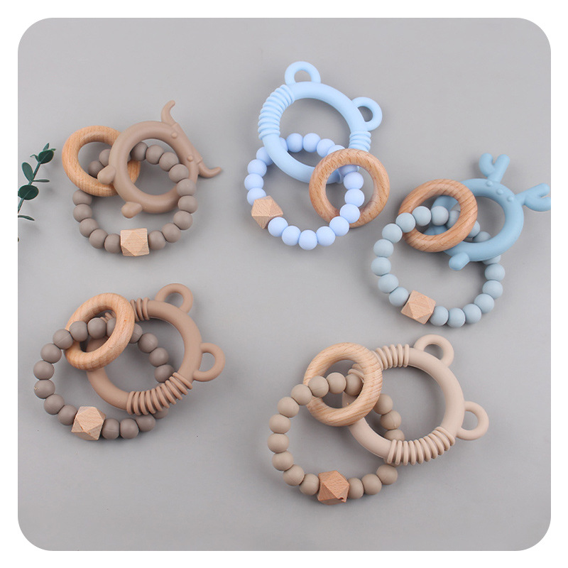 DIY bebé creativo anillo de beech pulsera de plástico juguete creativo silicona osos de plástico dientes de goma palillo de dientes