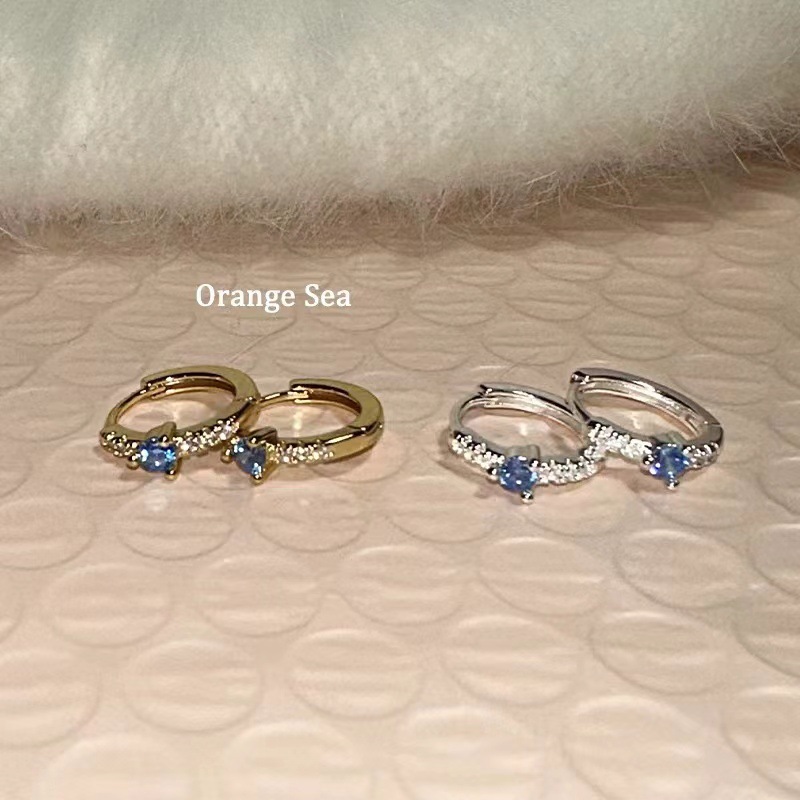 Orange Sea 清冷海藍 顯白氣質耳扣耳環百搭小眾高級簡約耳圈女