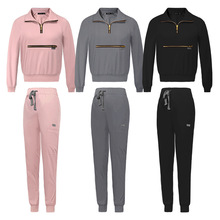 长袖秋天休闲翻领手术服男女分体套装医院刷手服弹力护士洗手衣