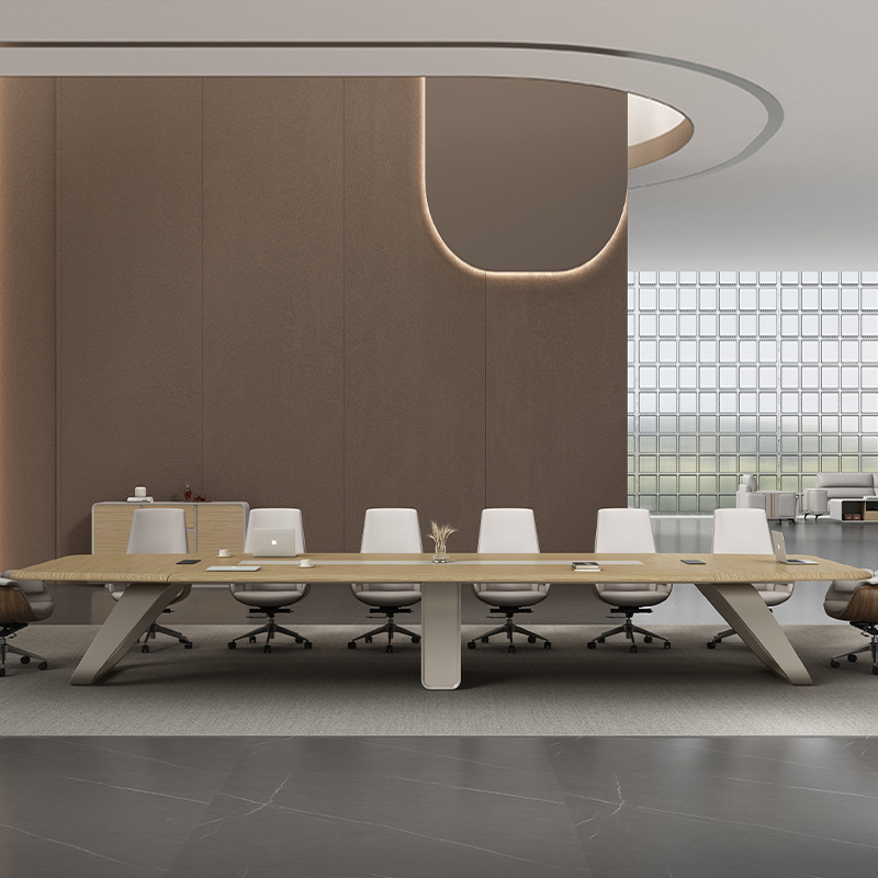 会議テーブルトレーニングオフィス家具プレート式長方形テーブルオフィス大型シンプル現代商談テーブルと椅子の組み合わせ
