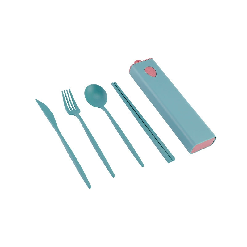 Handheld tableware, fork, spoon, travel chopsticks for traveling, plastic set, 4 piece set
