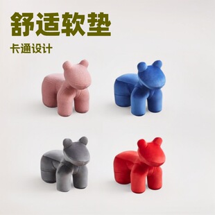 Imitation Wool Curly Pony Chair Leisure Seat with Footrest, Animal-Shaped, Stylish Living Room Stress-Relief Fun Pony Stool, Trendy