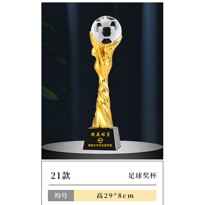 Fútbol Trofeo de cristal Creativo Tirador Deportivo Juegos Mundiales Torneo Medalla de resina Premios de equipo árbitro