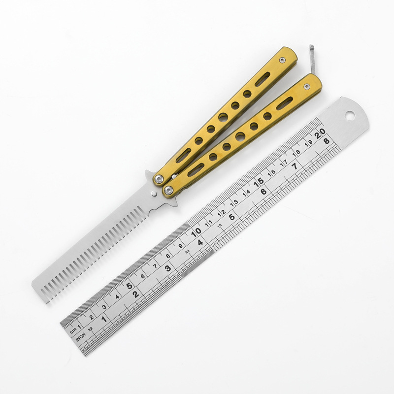 CSGO mariposa cuchillo principiante práctica juguete plegable cuchillo mariposa peine cuchillo mariposa cuchillo todo Acero sin abrir hoja
