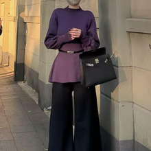 设计感推荐暖冬新贵秋冬针织衫女新款半高领蝙蝠袖羊毛长袖上衣潮