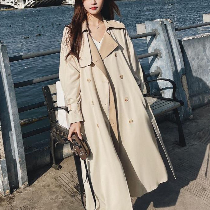 High-End Elegant Trench Coat for Women, Mid-Length, 2025 Spring and Autumn New Korean Version, Loose Niche Design, Stylish Coat Jacket