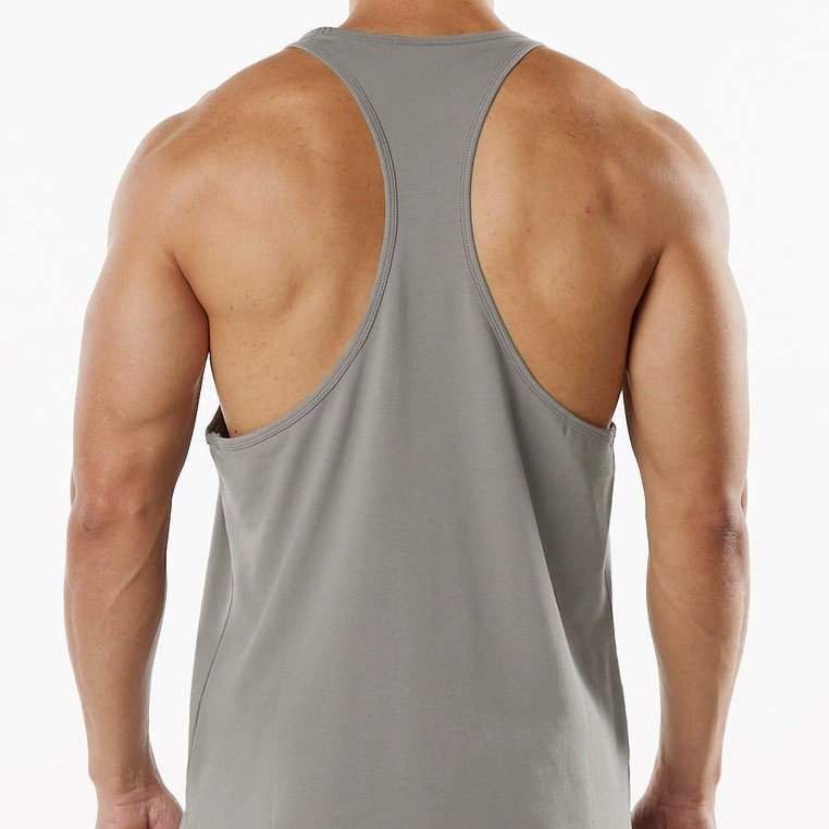 New Muscle Fitness Round Neck Vest Cotton Men's Sports Casual European and American Large Size Breathable Slit Tank Top Summer