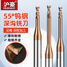 钨钢合金微小径深沟铣刀长颈2刃避空铣刀加长深加工平铣刀0.3-2.0