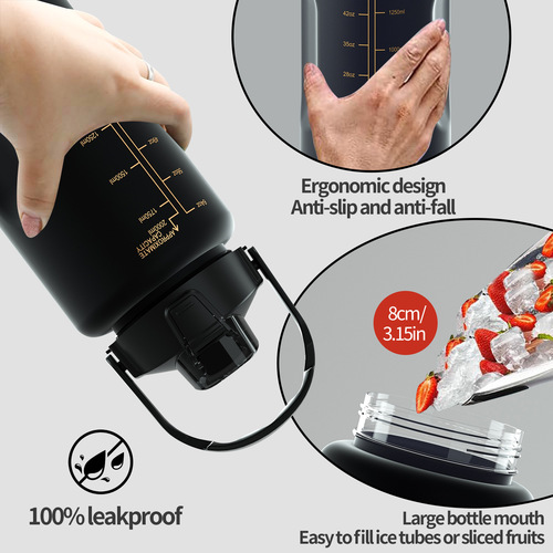 Universal men and women large capacity water cup with straw, outdoor water bottle, sports water bottle, high-temperature resistant plastic cup set of three