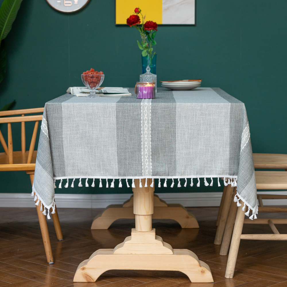 우아한 세 줄 - 회색 술 식탁보