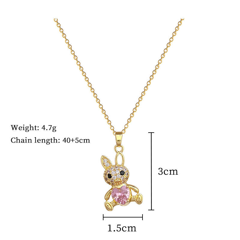 Luxurious Long Eared Rabbit Necklace And Earring Set Titanium_voghion.com
