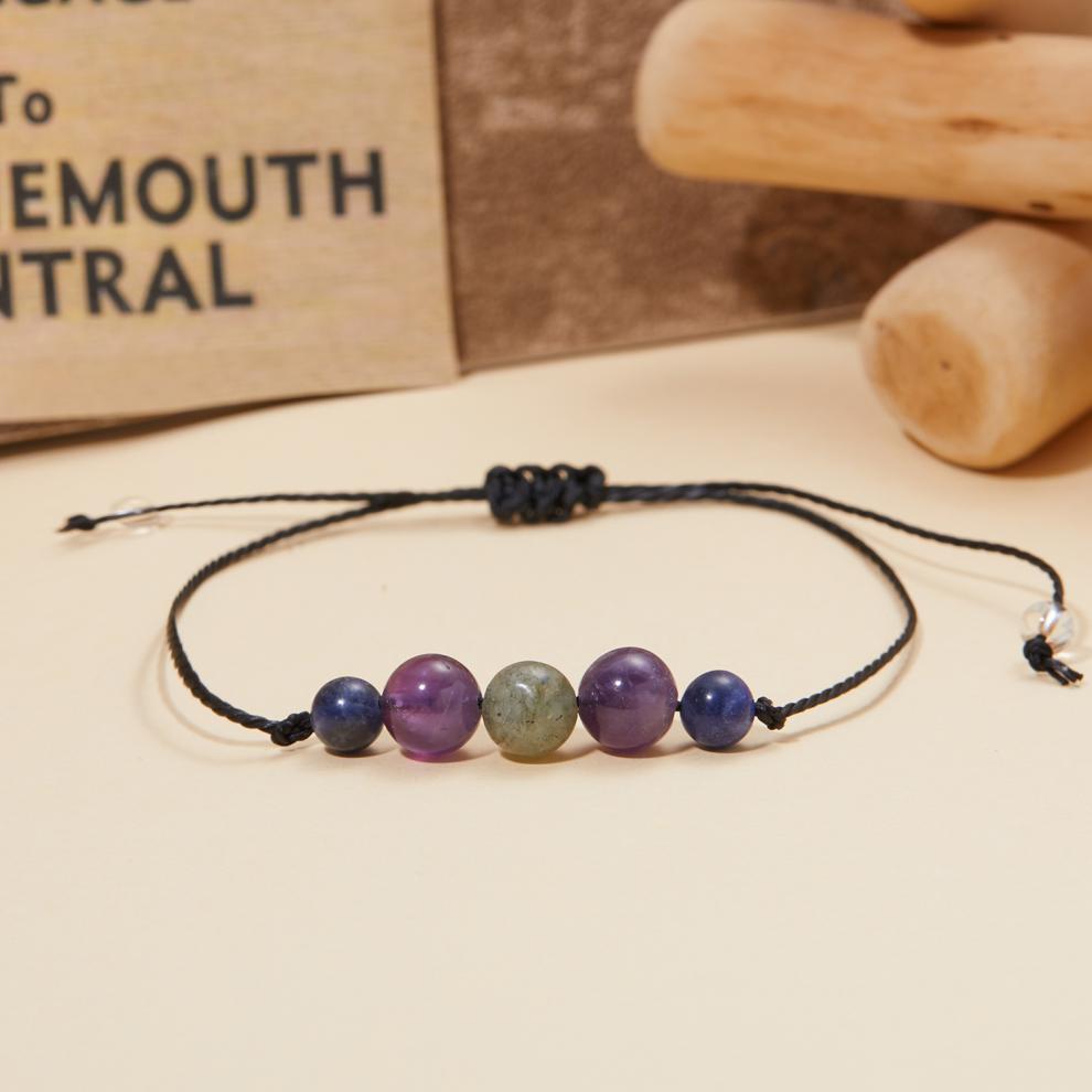Nuovo braccialetto di perline di cristallo con filo di cera nera intrecciato a mano regolabile versatile alla moda per le donne_voghion.com