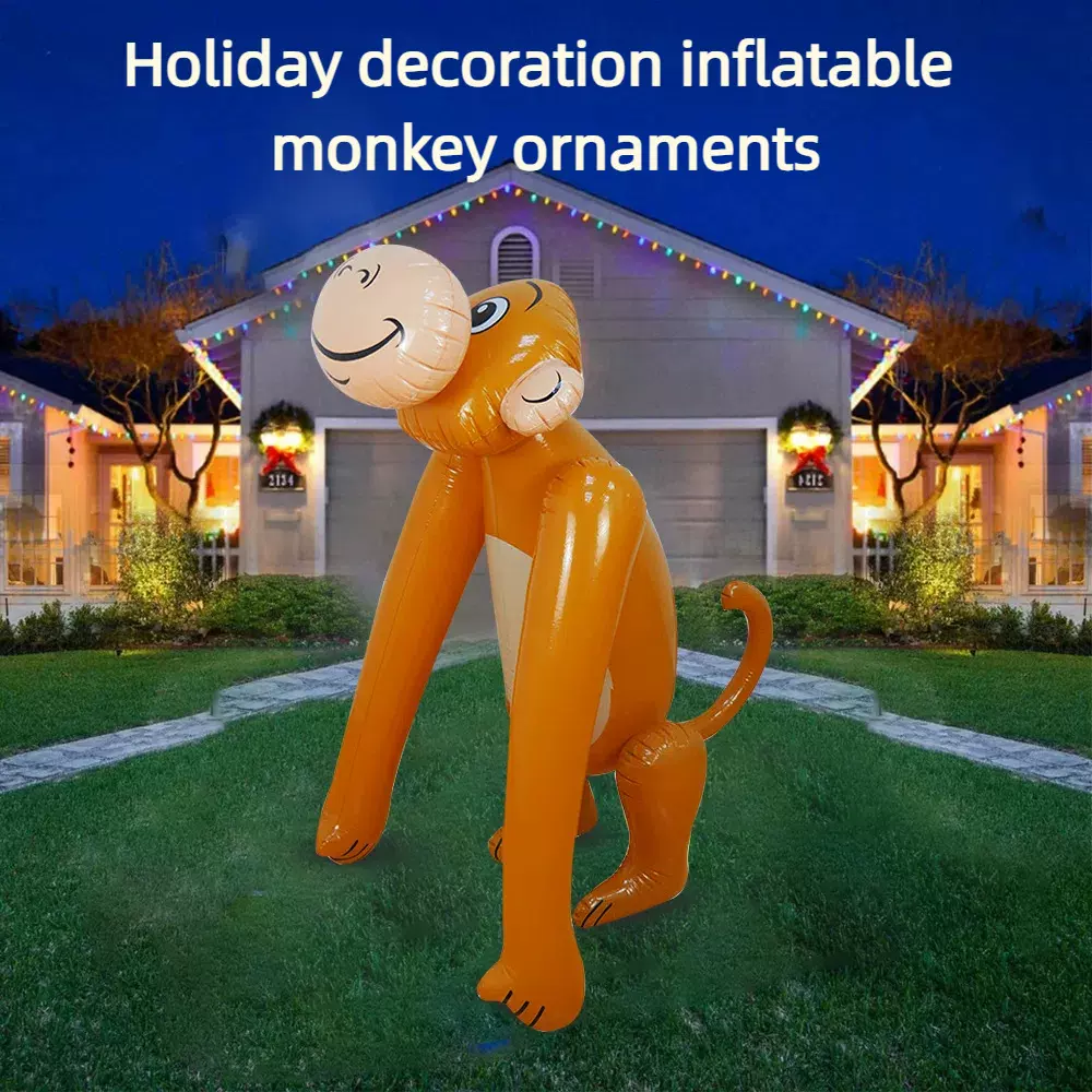充气大号猴子儿童玩具卡通气模棕色大猩猩玩具动物装饰品长臂猿猴