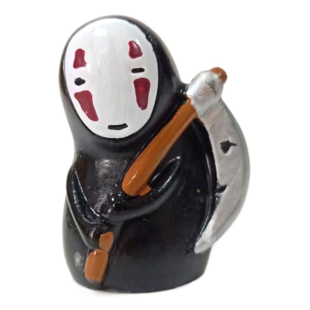 Decoración de escritorio de resina pequeña decoración acuario pecera paisaje sin rostro masculino hoz micro paisaje decoración bonsai