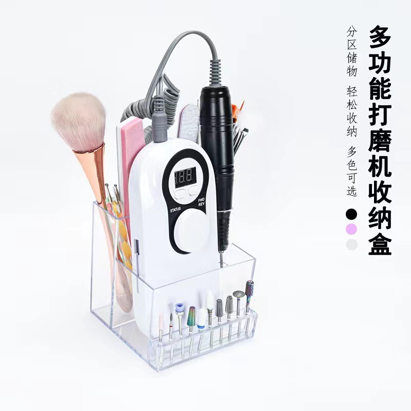 Cross-border new portable nail sander storage rack sanding head finishing box nail tools multi-use storage box