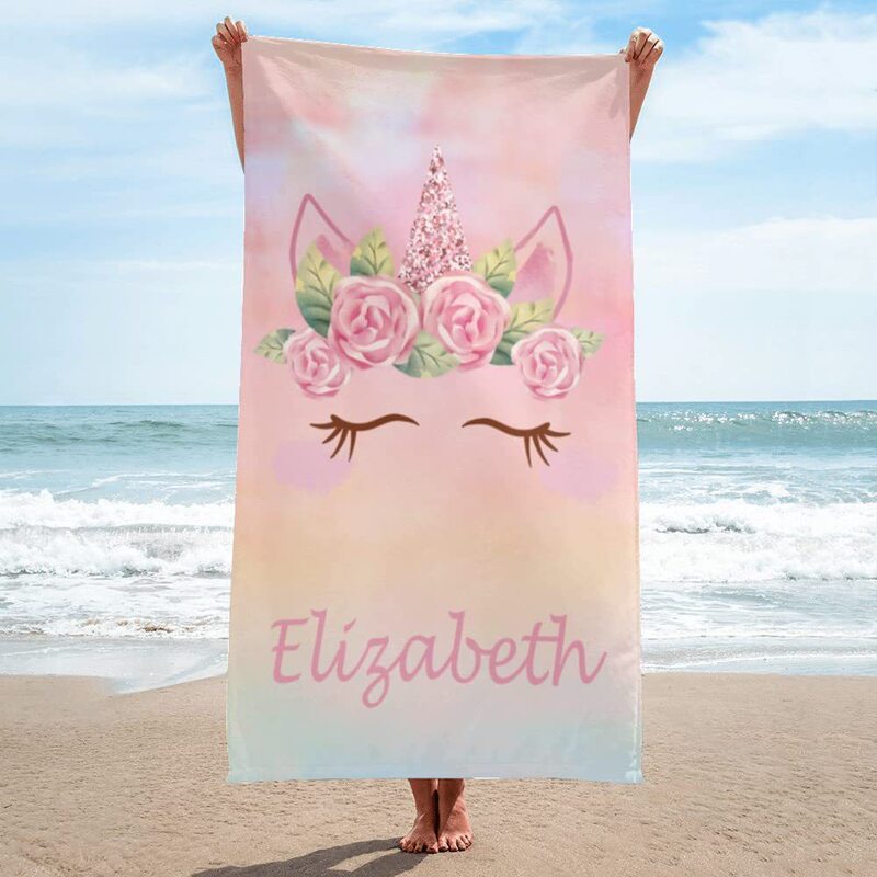 Unicorn children's beach towel personality with name quick-drying swimming bath towel sports fitness towel factory direct sales Unicorn children's beach towel personality with name quick-drying swimming bath towel sports fitness towel factory direct sales