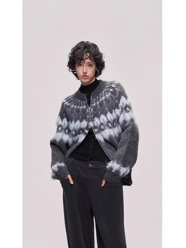 Hot Selling Nordic Style Fair Isle Sweater Cardigan for Women, High-End Jacquard Sweater with Imitation Mink Fur Ethnic Style Hot Selling Nordic Style Fair Isle Sweater Cardigan for Women, High-End Jacquard Sweater with Imitation Mink Fur Ethnic Style