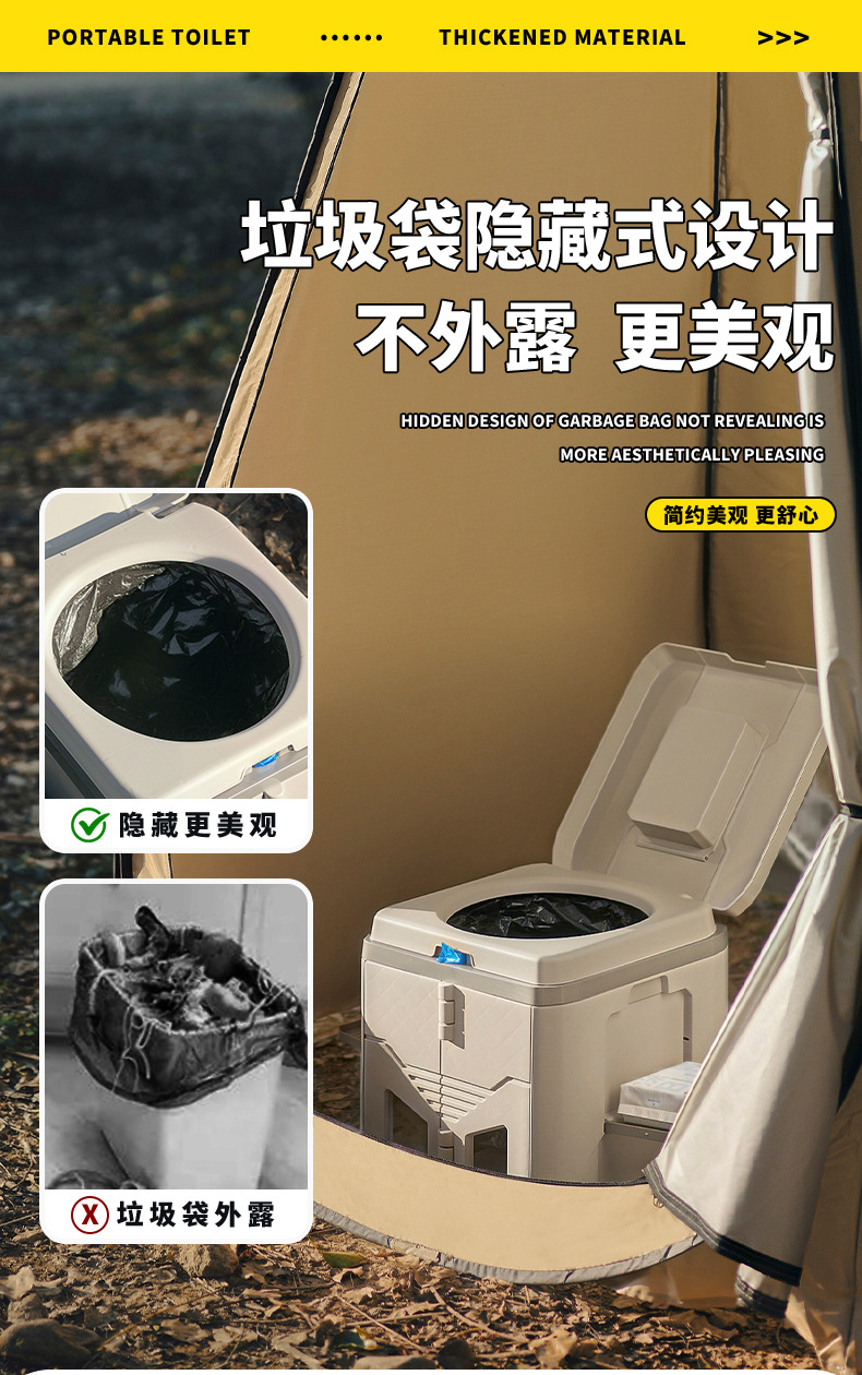 Outdoor Car-Mounted Toilet Portable Folding Toilet Toilet Hardener Emergency Camping Self-Driving Travel