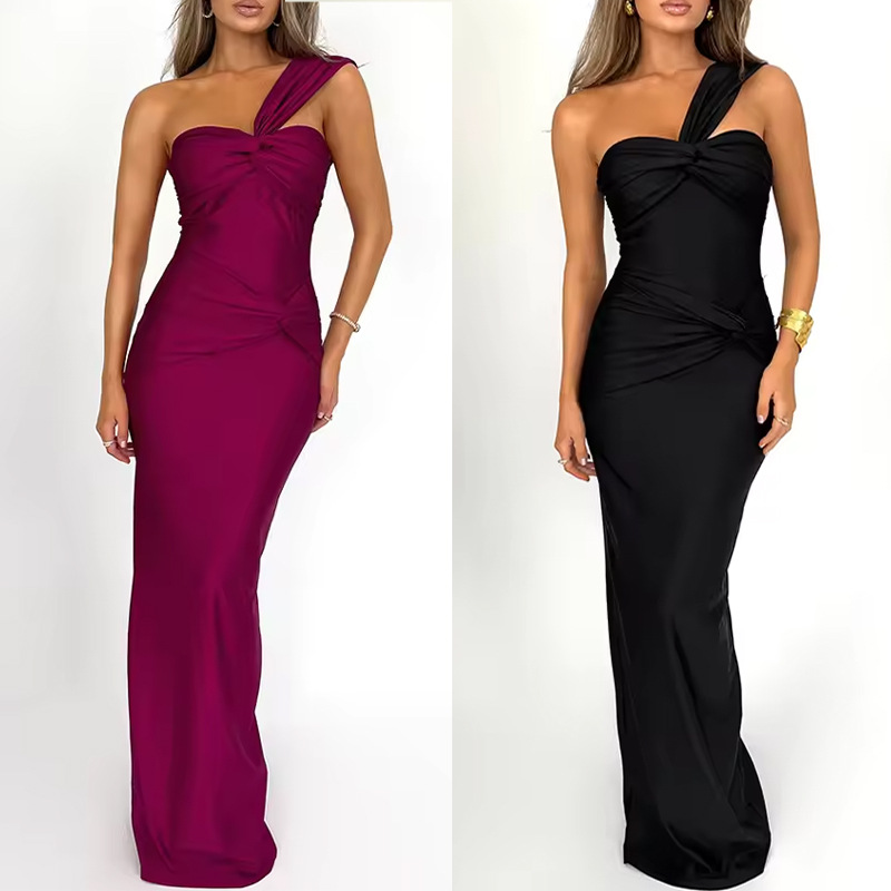 Women's Clothing Women's Sexy Strapless Solid Color Patchwork Bodycon Slim Fit Dress For Formal & Casual For Women_ecoleips.com