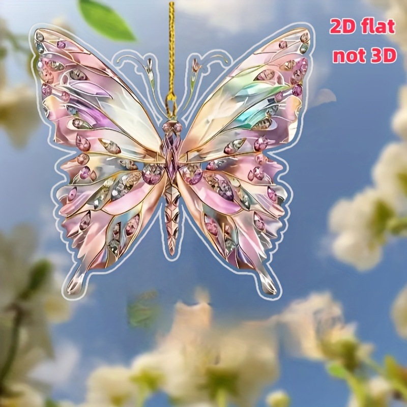 Año Nuevo transfronterizo forma de mariposa atrapador de sol 2D plano acrílico colgante decoración para el hogar colgante lista sin