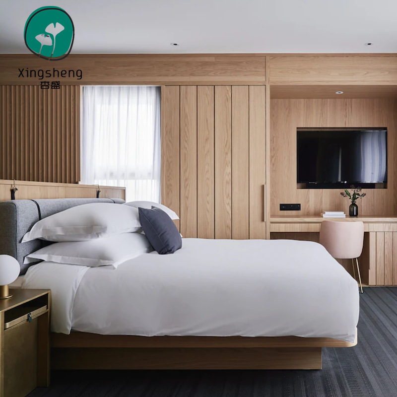 Economy Express Hotel Room Full Furniture Board Bed Wardrobe Bedside Table Board Furniture