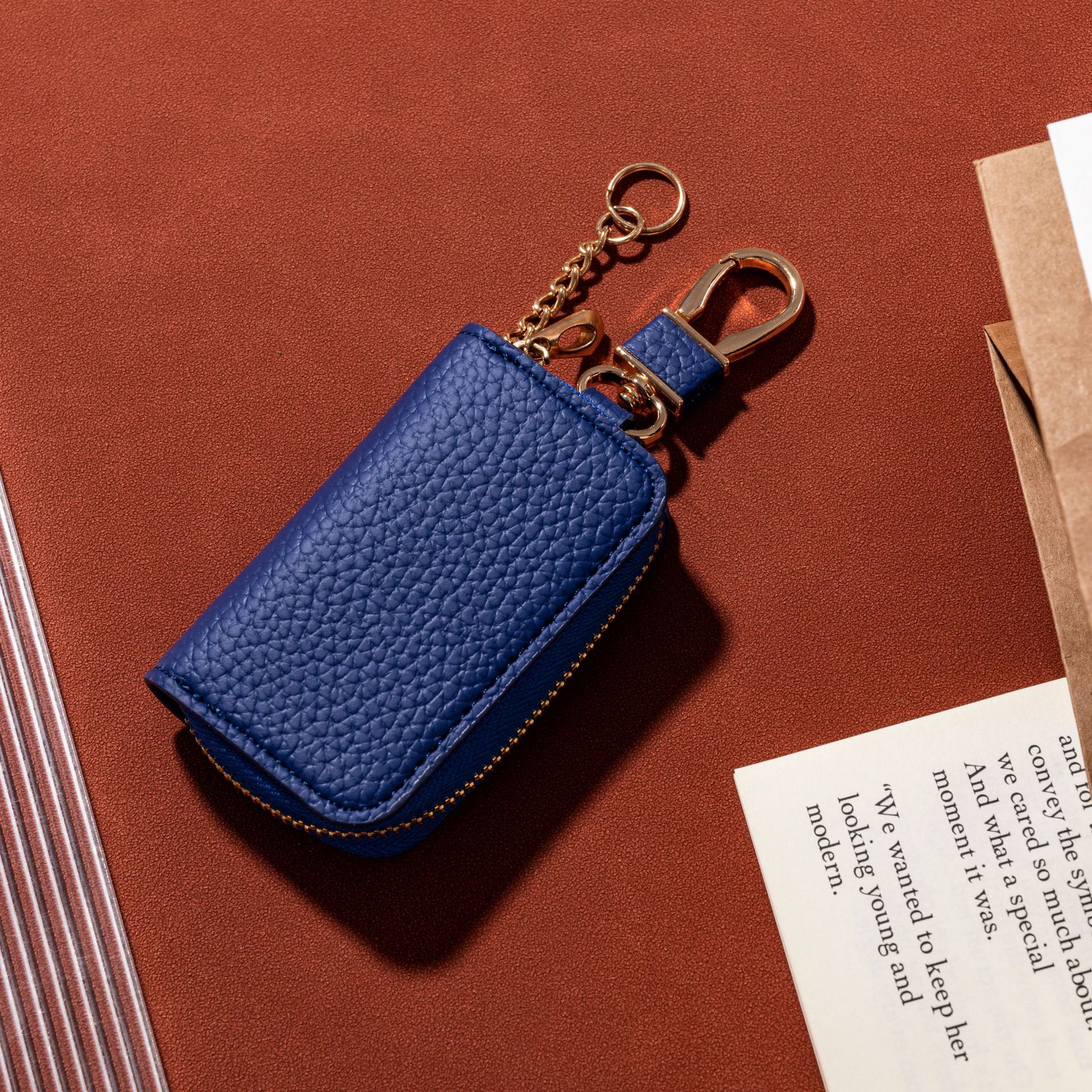 Nueva moda lychee patrón coche clave caso UNIVERSAL MODELO hombres y mujeres almacenamiento clave caso de cuero mini clave caso