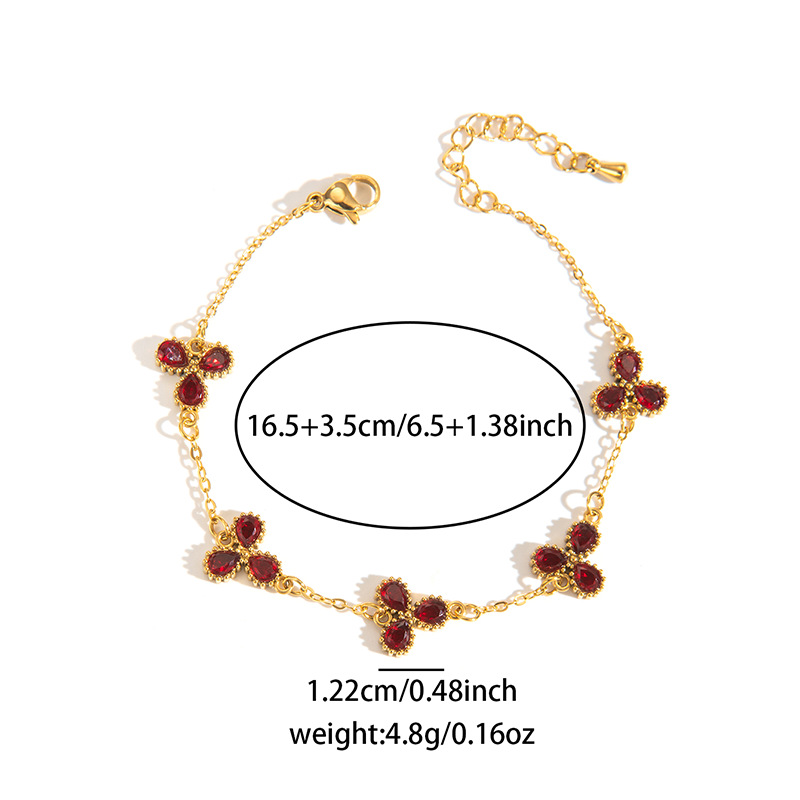 Electroplated Gold Plating Process Simple Style Flower Titanium Steel Cable Chain Bracelets In Bulk