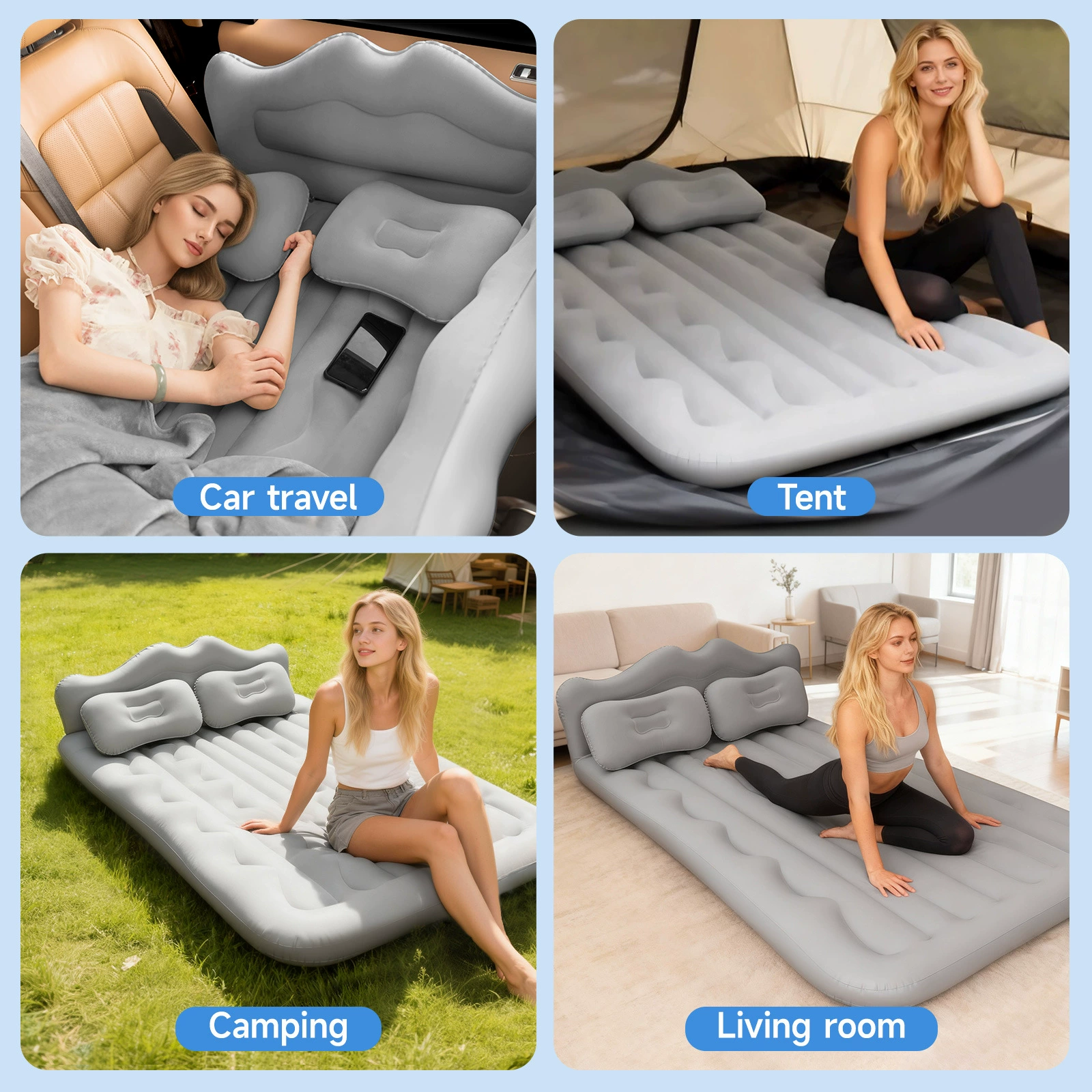 Inflatable Car Air Bed for Camping - Thick Back Mattress