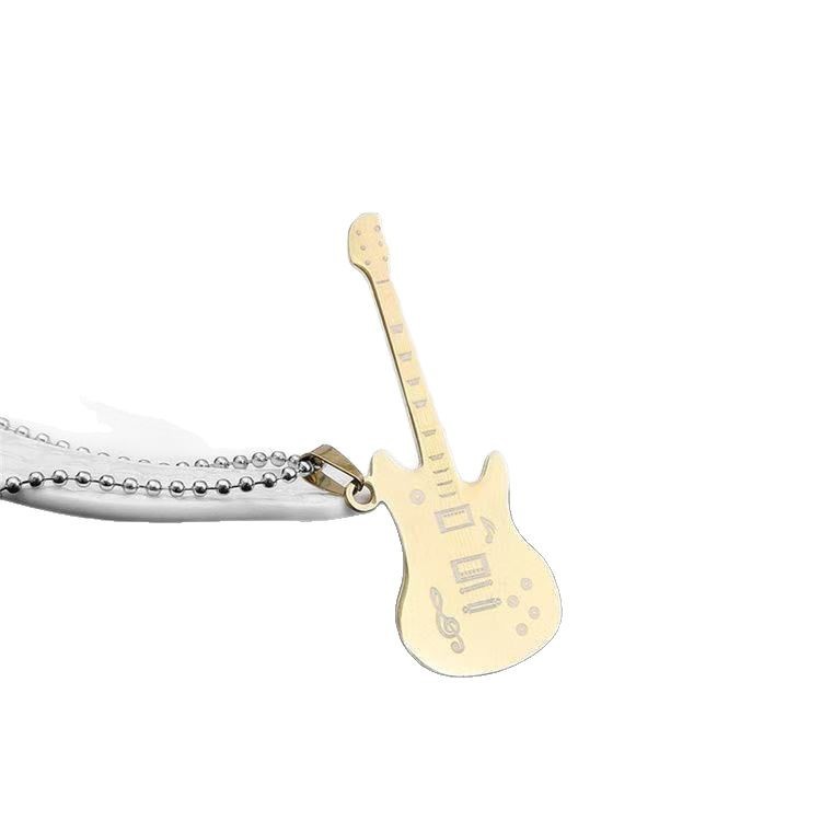 Collana con ciondolo a forma di chitarra in acciaio inox uomo_voghion.com