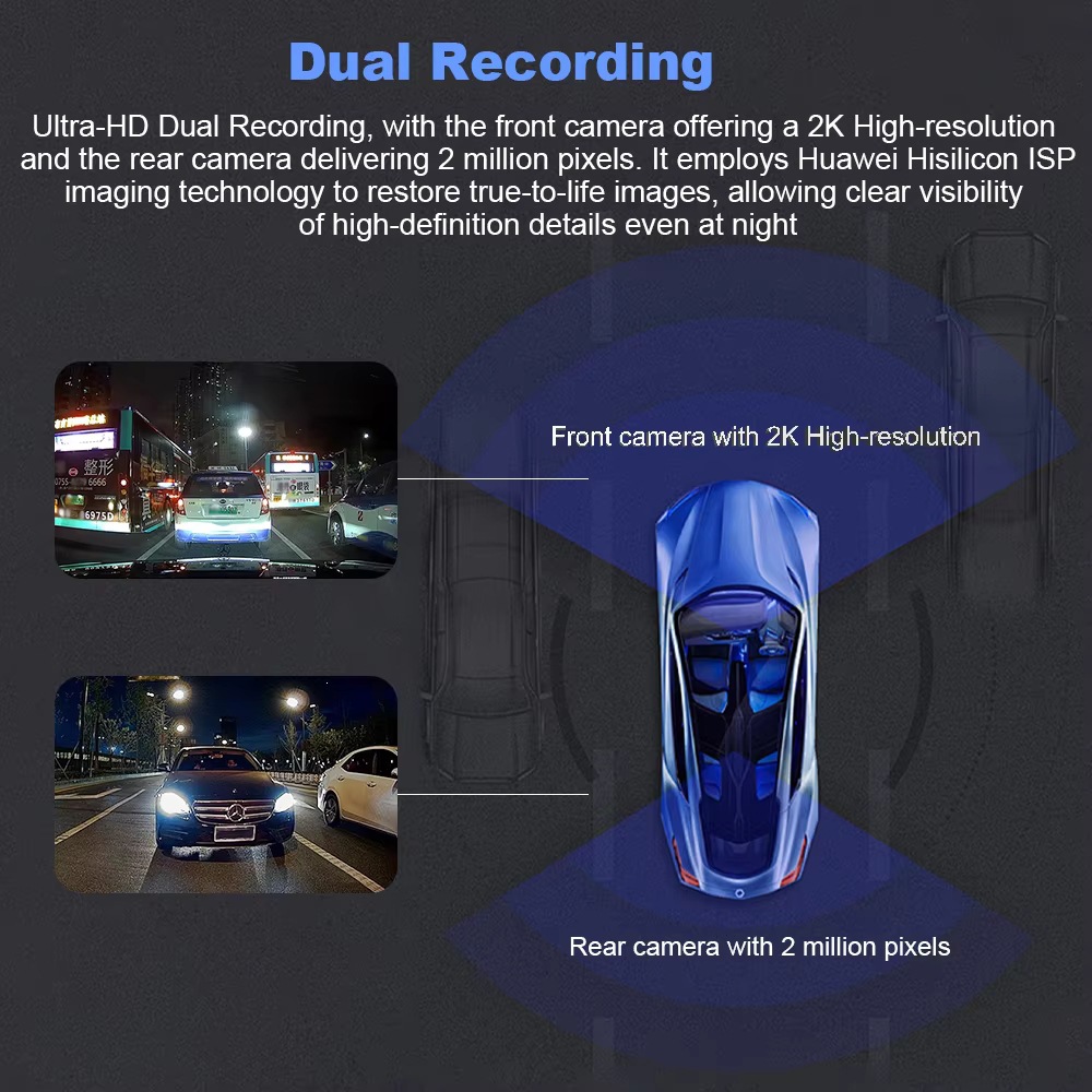 Cross-Border 4g Smart Driving Recorder 2K+1080P Driving Assistance Support G-Sensor Collision Detection Gps