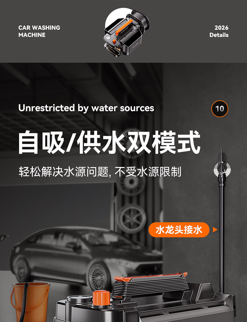 Laiben Car Washing Machine High-Pressure Water Gun Household 220V High-Power Car Washing Tool Booster Pump Powerful Floor Cleaning Machine
