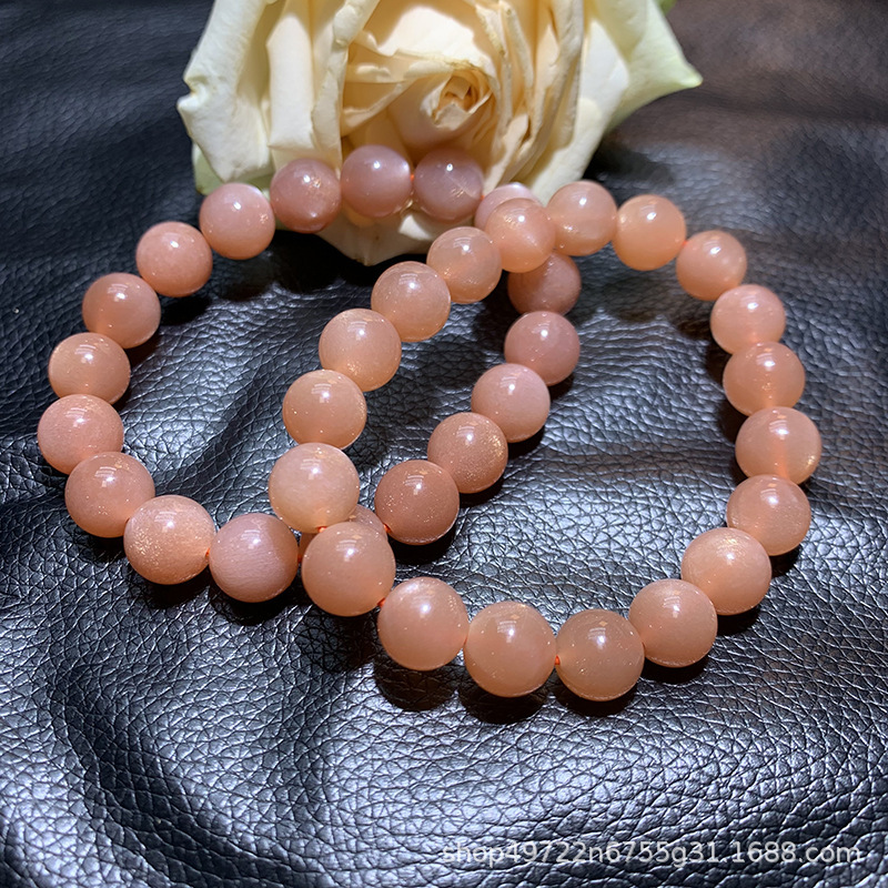 Natural Sunstone bracelet orange Moonstone gold sand Sunstone original stone yellow beads single ring bracelet factory wholesale