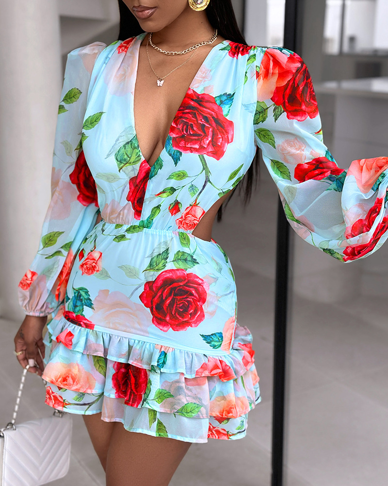 Women's Regular Dress Vacation U Neck Printing 3/4 Length Sleeve Printing Knee-Length Holiday Beach display picture 4