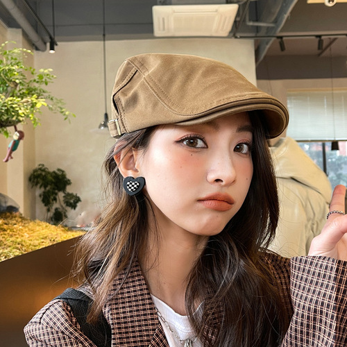 Anti-mounted beret girl summer Japanese duckbill cap retro forward cap for men spring thin version painter autumn newsboy