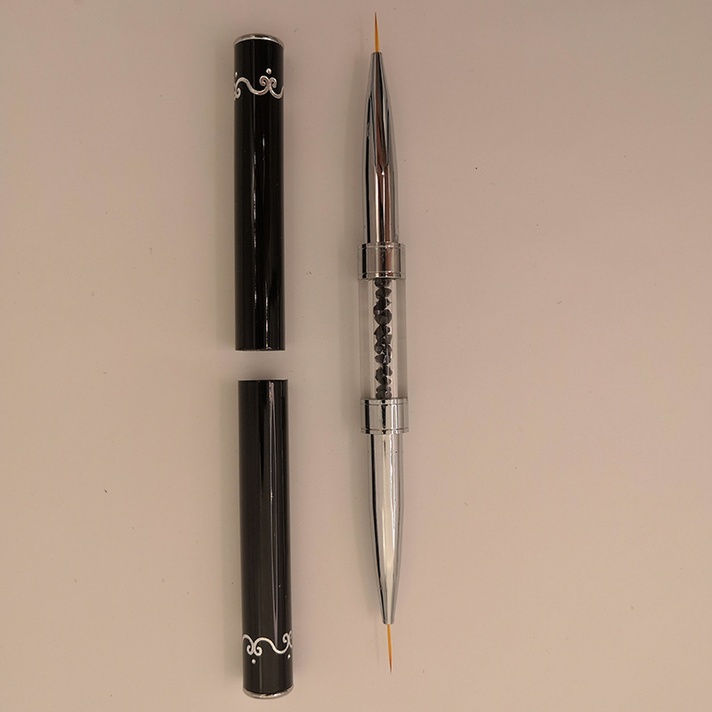 2022 metal negro de doble propósito dibujo línea pintura flor color pintura herramienta especial nail art pen traje en stock al por mayor
