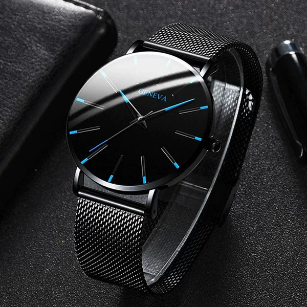 Foreign Trade E-Commerce Hot-Selling Quartz Watch with Alloy Mesh Strap, Casual and Fashionable Men's Watch, Business Men's Wristwatch Wholesale