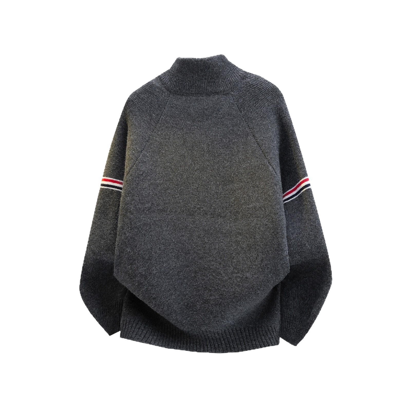 American color contrastante rayas de cuello cardigan suéter hombre y mujer otoño invierno retro sensación alta doble cremallera chaqueta de punto