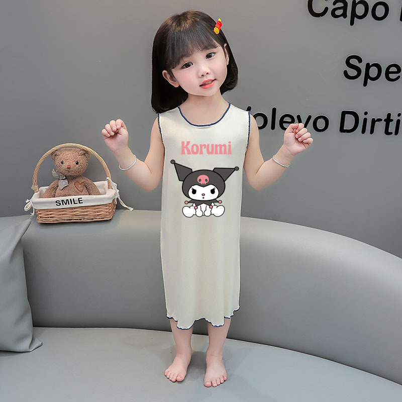 2026 vestido de pijama de hielo para niños verano ocio nuevo pijama de niñas ropa para el hogar vestido de bebé lindo chaleco vestido image 15