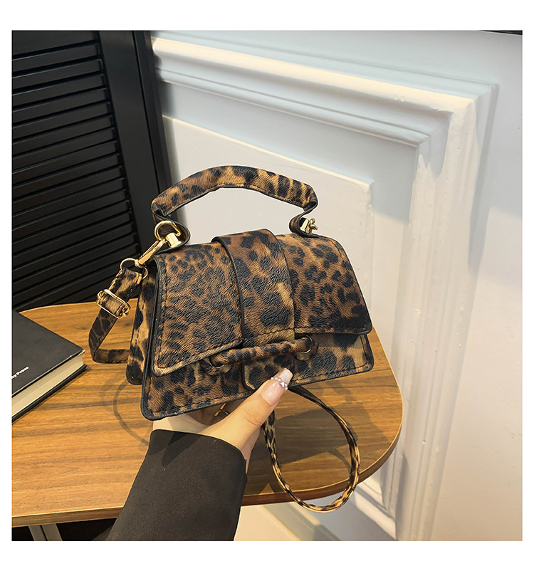 Small niche leopard print design 2024 new handheld casual western-style personalized crossbody small square bag_voghion.com