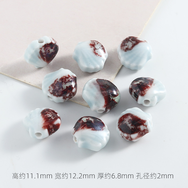 海洋系复古陶瓷贝壳珠子diy材料手链服饰配件串珠项链手串配珠饰|undefined