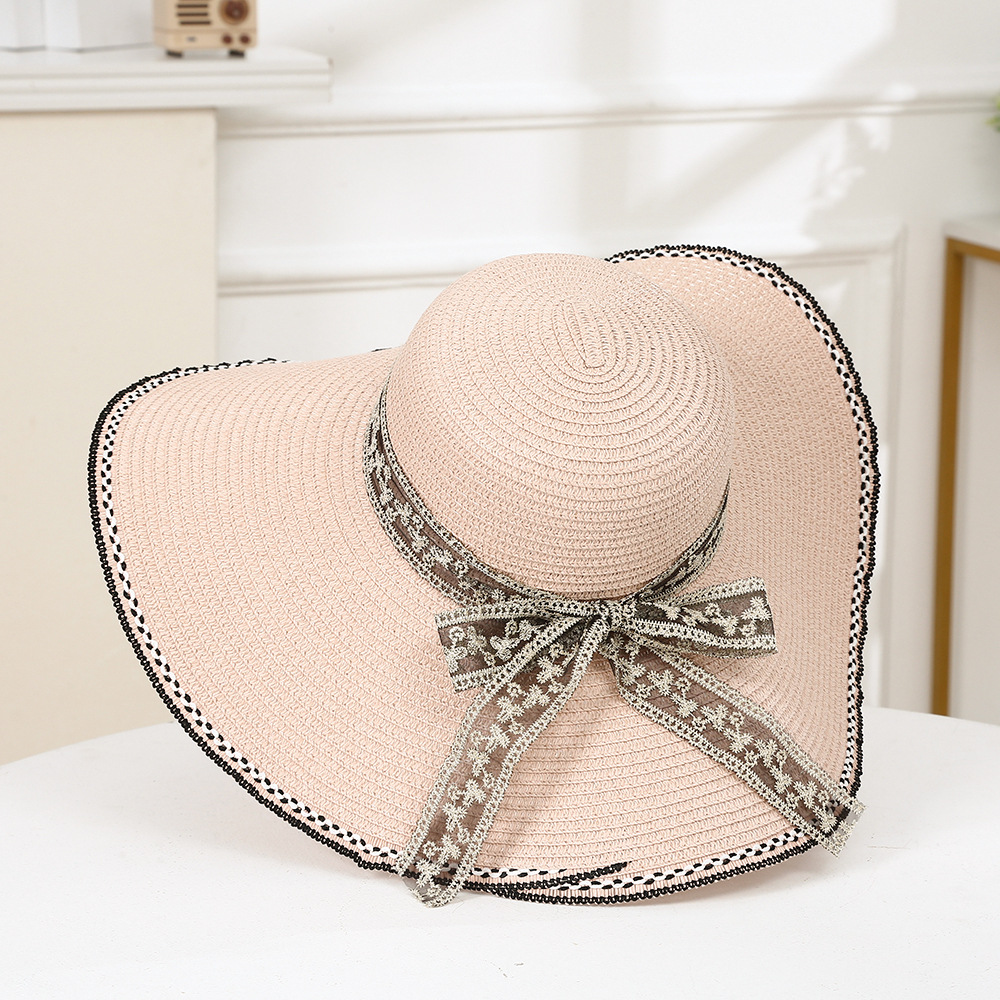 Women's Elegant Color Block Flat Eaves Straw Hat display picture 7