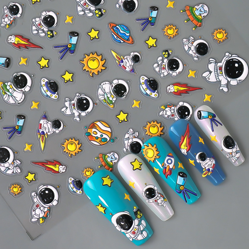 Cross-Border Internet Celebrity Ins New 5D Embossed Cartoon Nail Art Stickers Cute Astronaut Stereo Nail Stickers M2422 Cross-Border Internet Celebrity Ins New 5D Embossed Cartoon Nail Art Stickers Cute Astronaut Stereo Nail Stickers M2422
