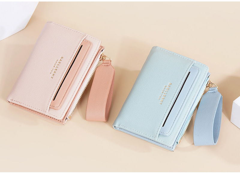New Women's Short Wallet With Contrasting Colors Double Fold Zipper Zero Wallet Fashionable And Fresh Card Bag_voghion.com
