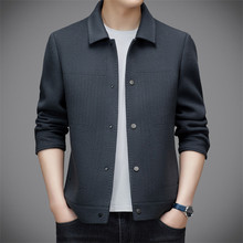 轻奢时尚双面呢翻领外套高端品牌男装秋冬简约休闲中年羊毛呢夹克