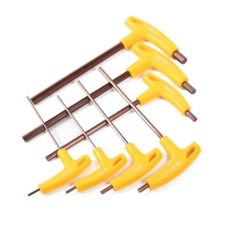 WestS2 aleación de acero tipo T llave hexagonal con empuñadura tipo L llave de muleta hexagonal alargada