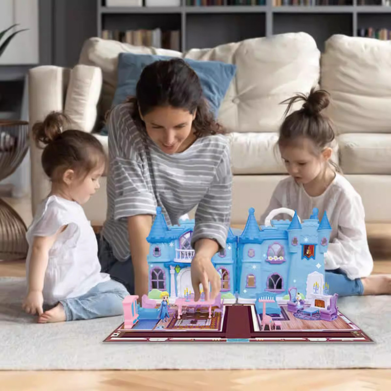 Juguetes de simulación de Disney Frozen para niñas, modelo de castillo magnético, escena de cabaña, venta al por mayor